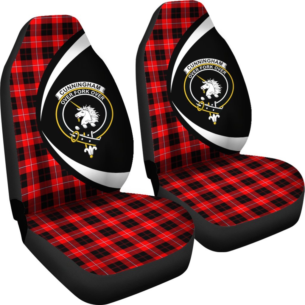 Cunningham Modern Tartan Crest Circle Style Car Seat Cover