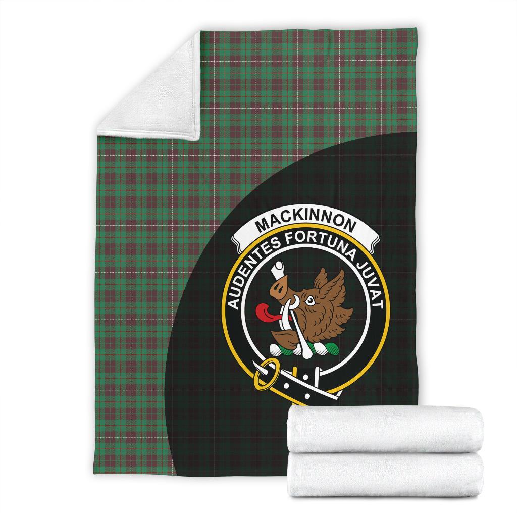 MacKinnon Hunting Ancient Tartan Crest Blanket Wave Style