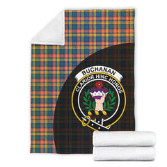 Buchanan Ancient Tartan Crest Blanket Wave Style