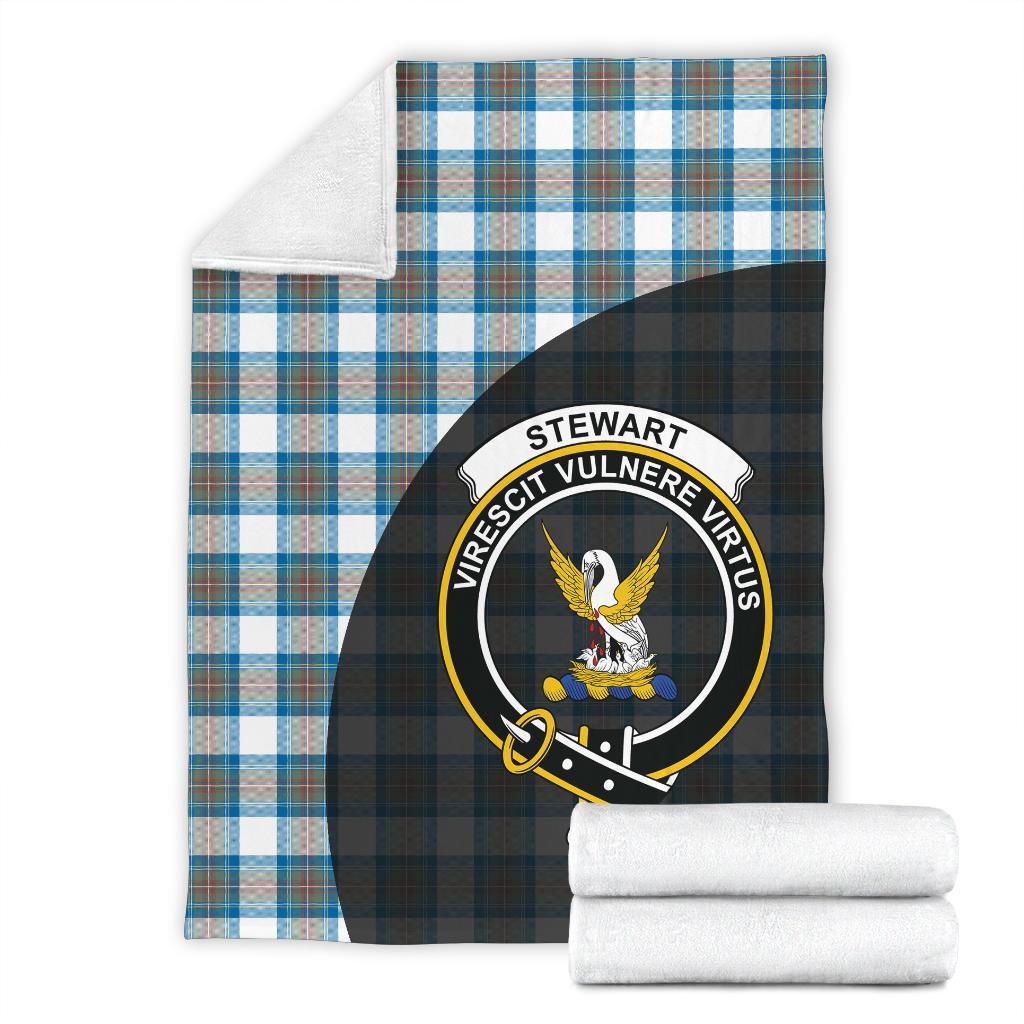 Stewart Muted Blue Tartan Crest Blanket Wave Style