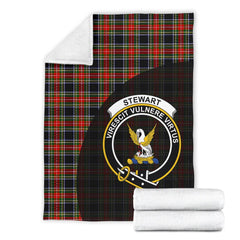 Stewart Black Tartan Crest Blanket Wave Style