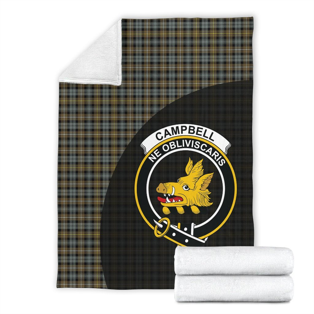 Campbell Argyll Weathered Tartan Crest Blanket Wave Style