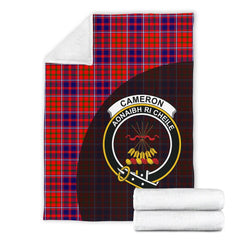 Cameron of Lochiel Modern Tartan Crest Blanket Wave Style