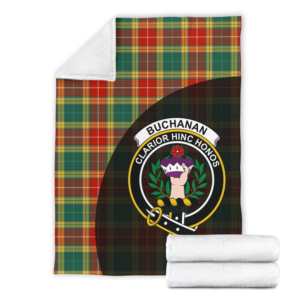 Buchanan Old Sett Tartan Crest Blanket Wave Style