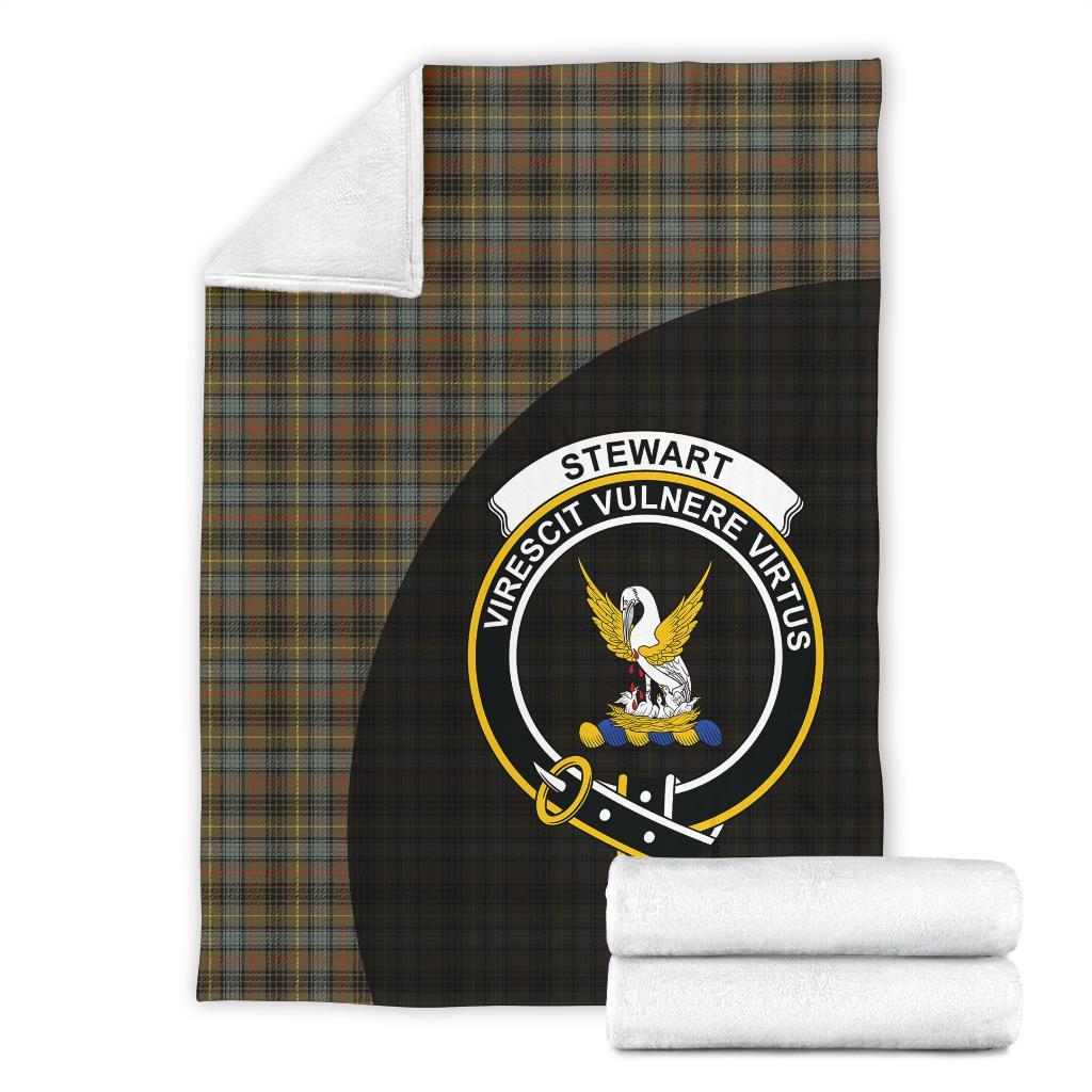 Stewart Hunting Weathered Tartan Crest Blanket Wave Style