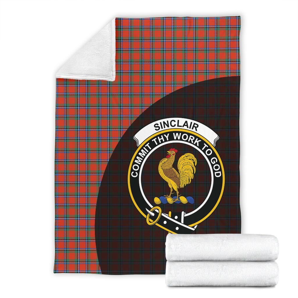 Sinclair Ancient Tartan Crest Blanket Wave Style