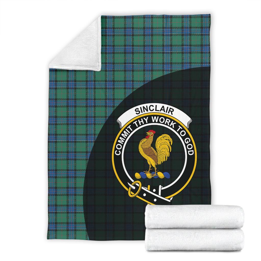 Sinclair Hunting Ancient Tartan Crest Blanket Wave Style