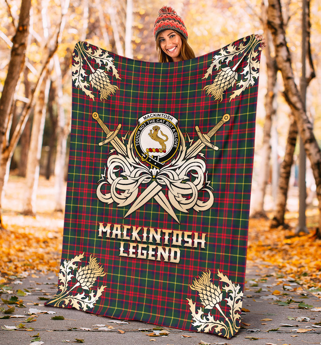 MacKintosh Hunting Modern Tartan Gold Courage Symbol Blanket - SP