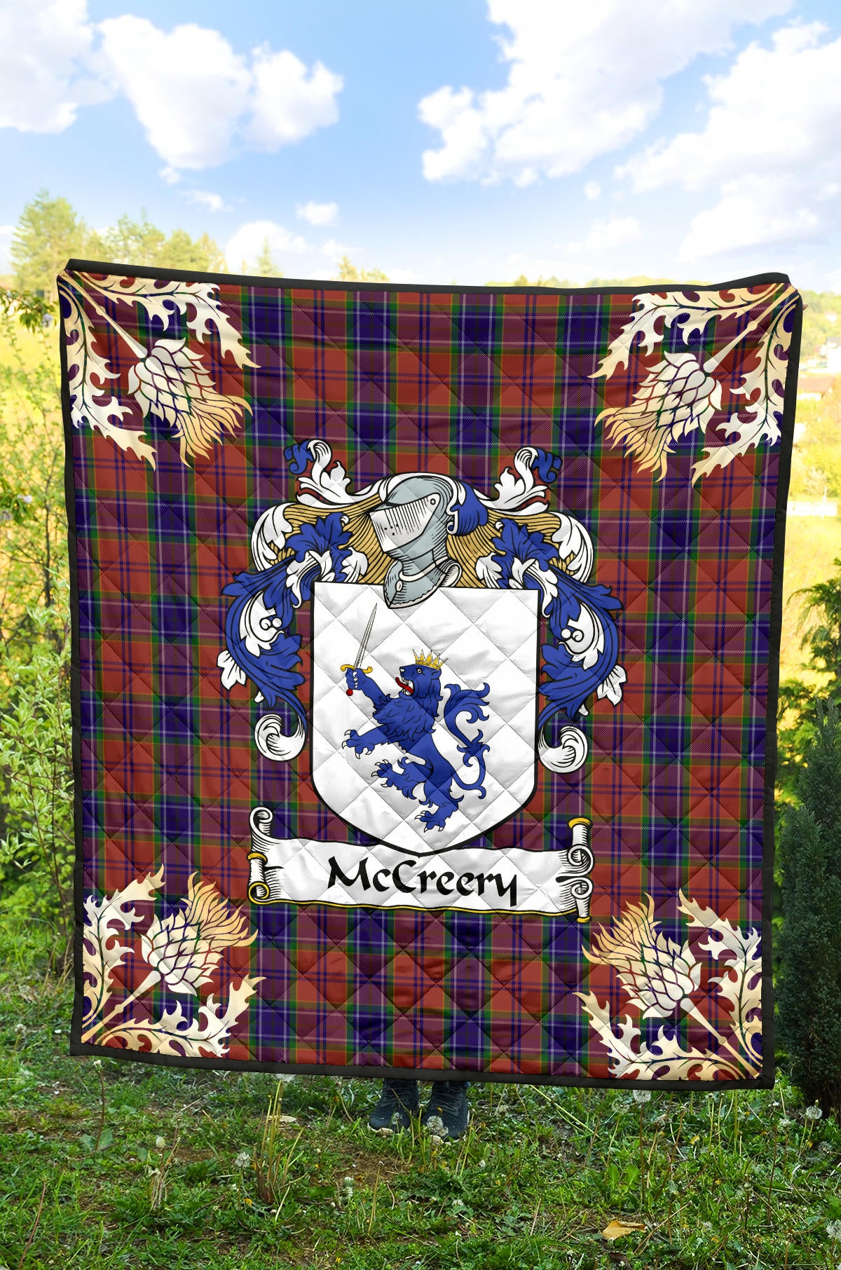 McCreery Tartan Crest Premium Quilt - Gold Thistle Style SP