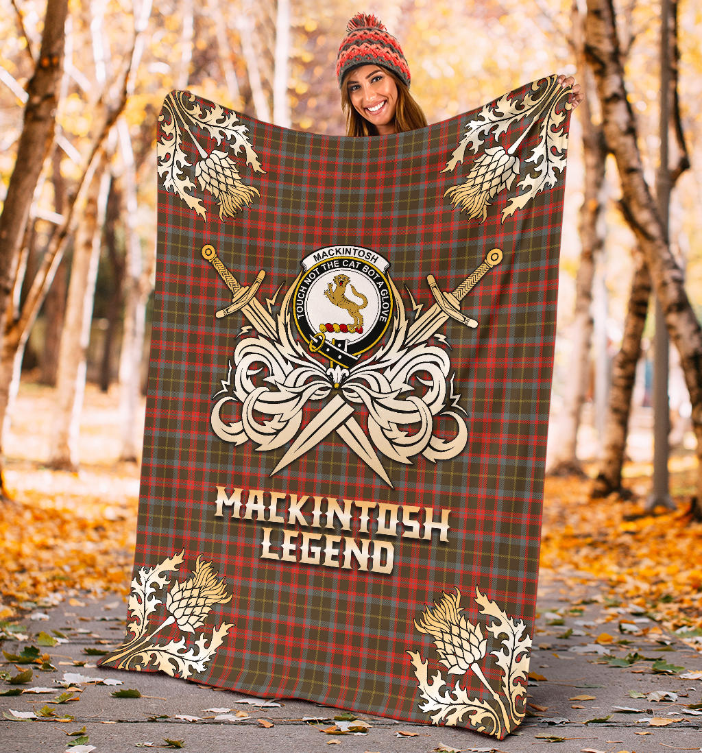 MacKintosh Hunting Weathered Tartan Gold Courage Symbol Blanket - SP