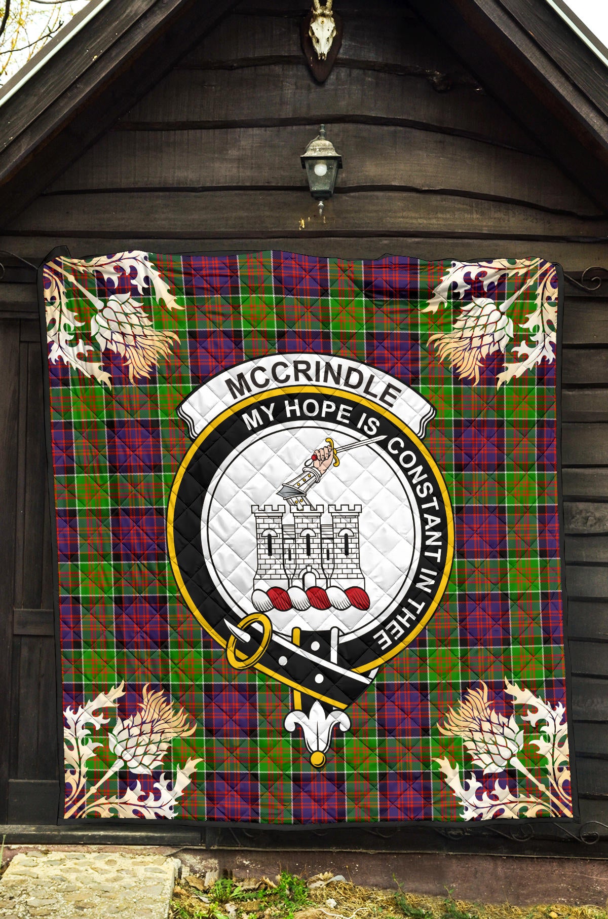 McCrindle Tartan Crest Premium Quilt - Gold Thistle Style SP