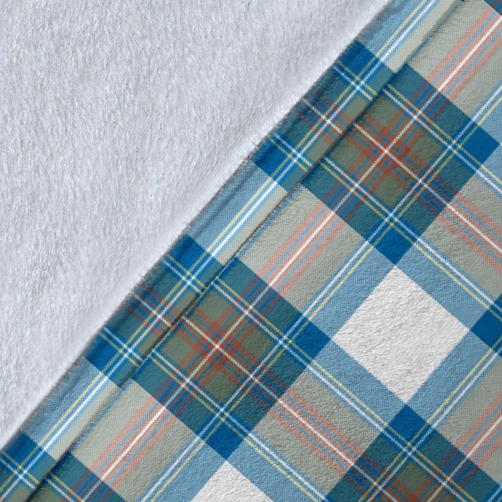 Stewart Muted Blue Tartan Crest Blanket - 3 Sizes