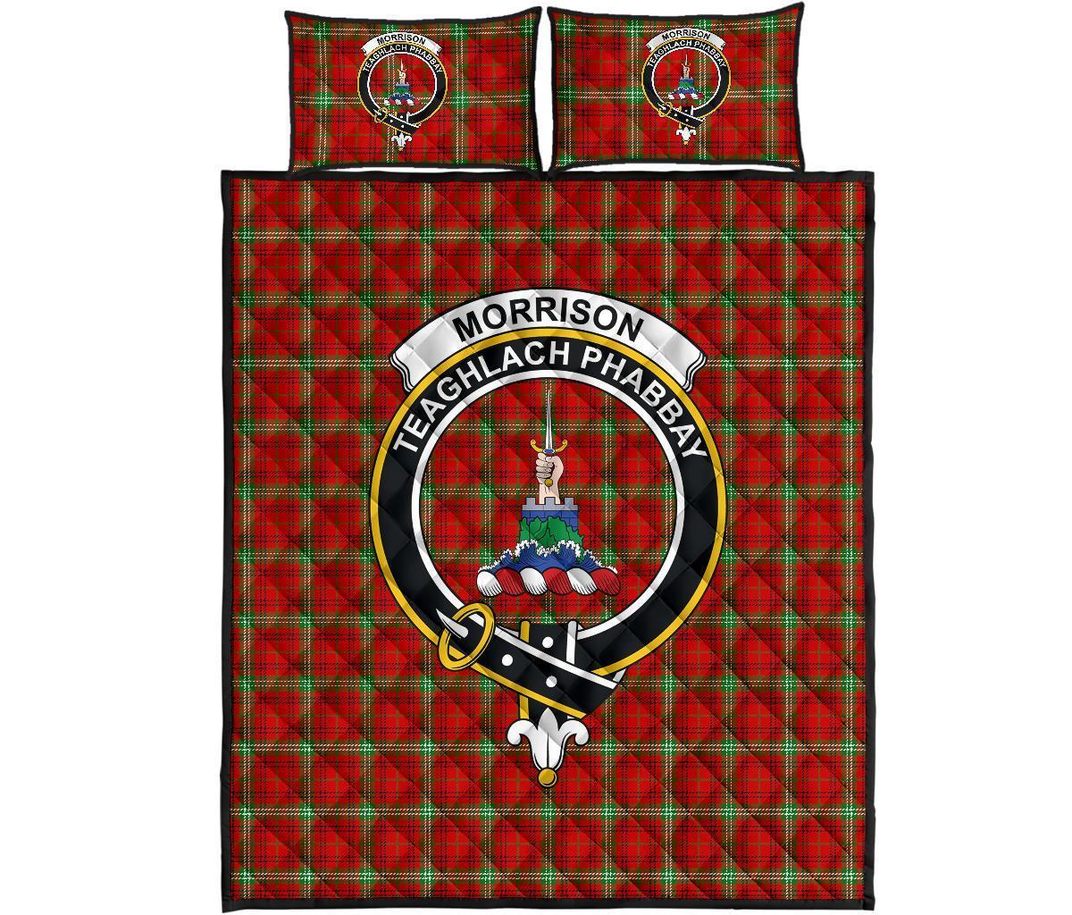 Morrison Red Modern Tartan Crest Quilt Bed Set