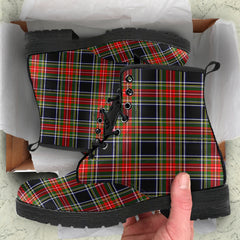 Stewart Black Tartan Leather Boots - SP