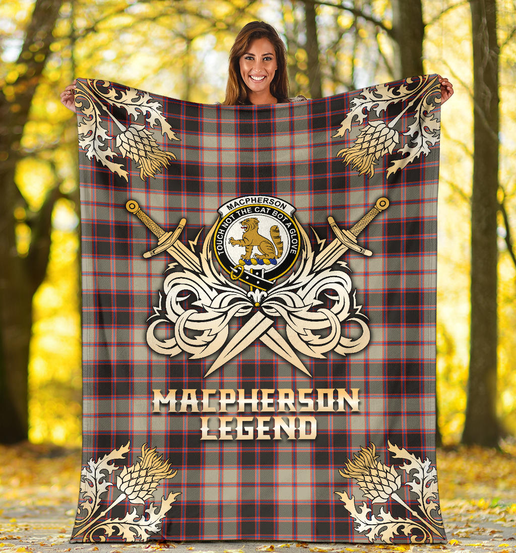 MacPherson Hunting Ancient Tartan Gold Courage Symbol Blanket - SP