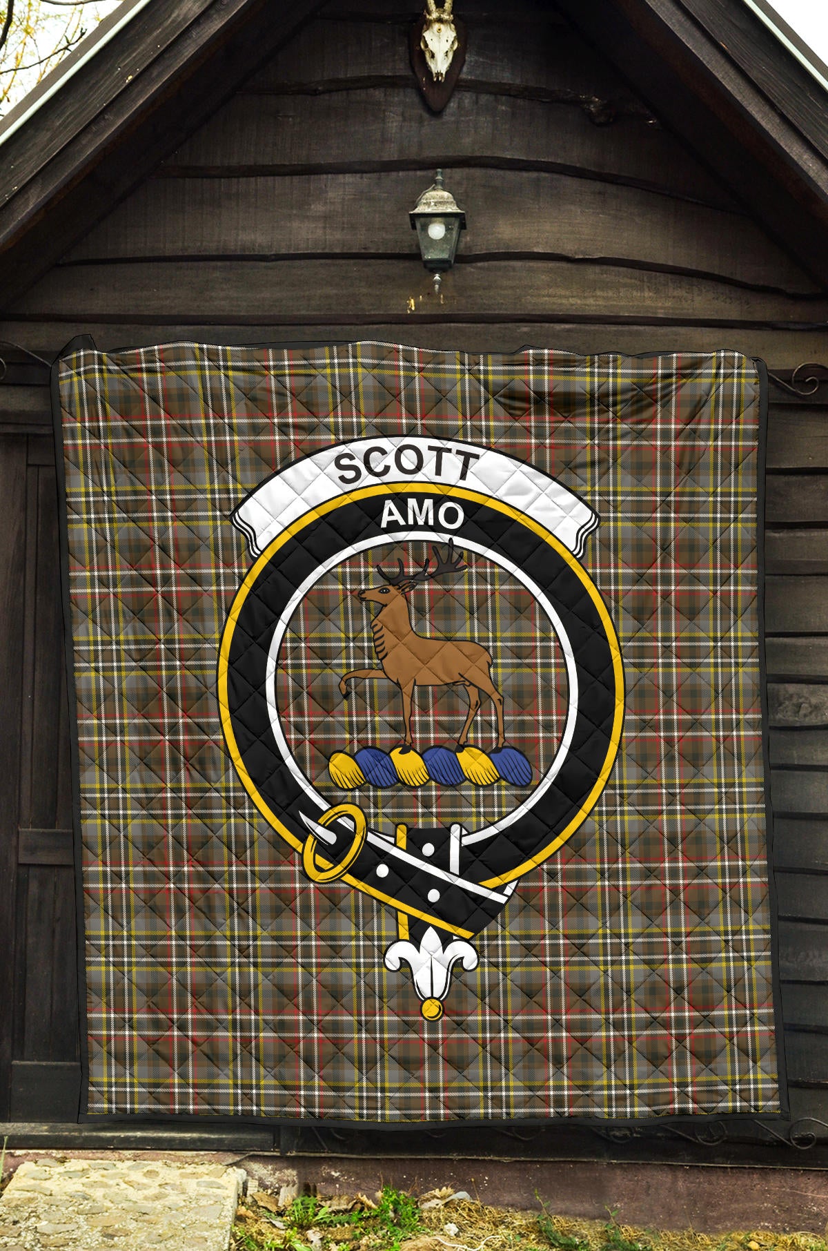 Scott Green Weathered Tartan Crest Quilt - SP