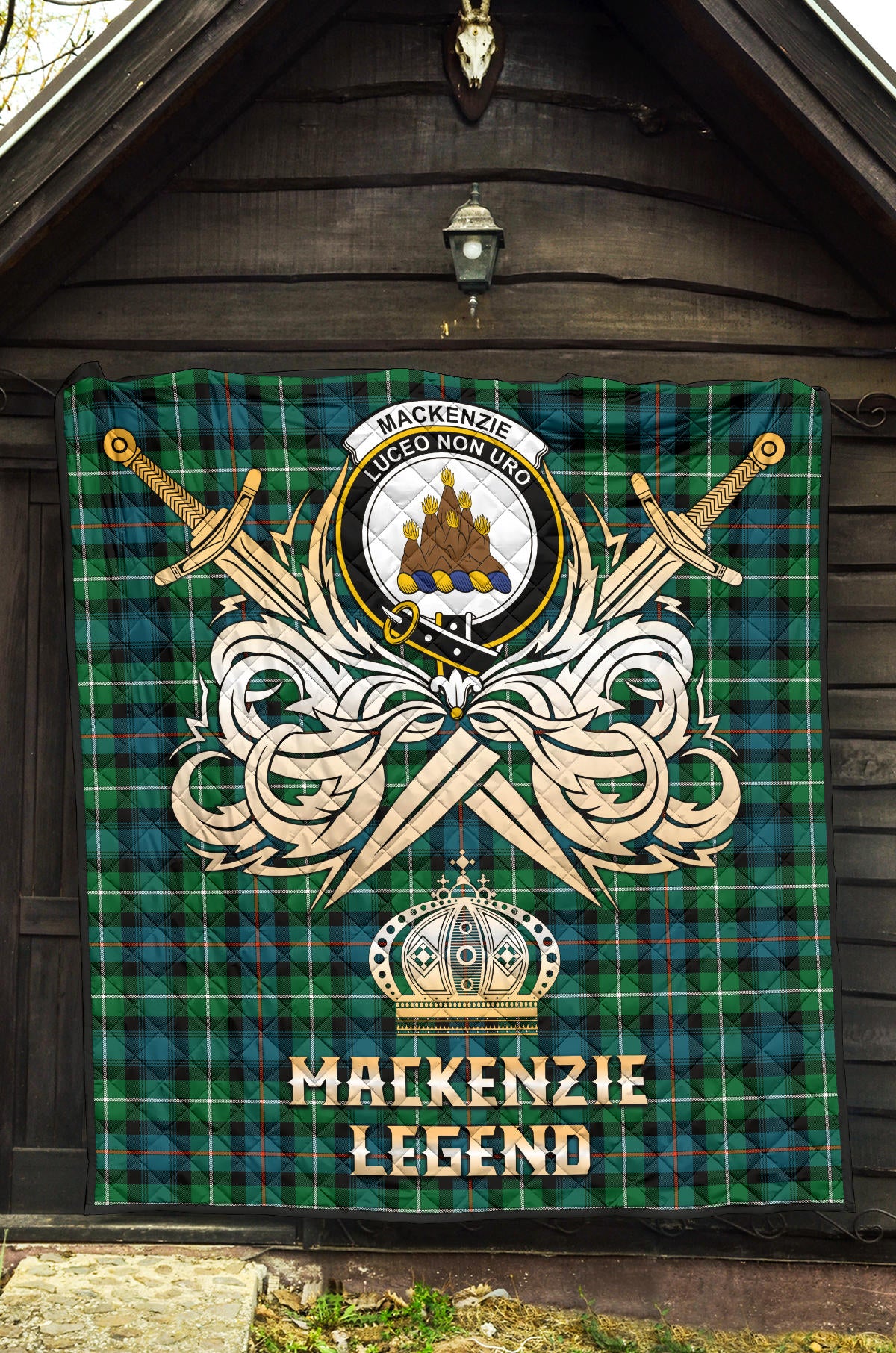 MacKenzie Ancient Tartan Crest Legend Gold Royal Premium Quilt SP