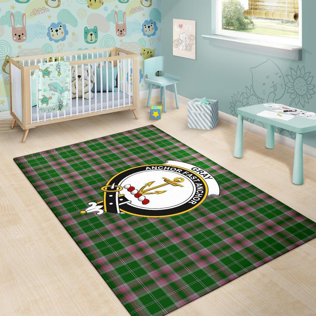 Gray Tartan Crest Area Rug