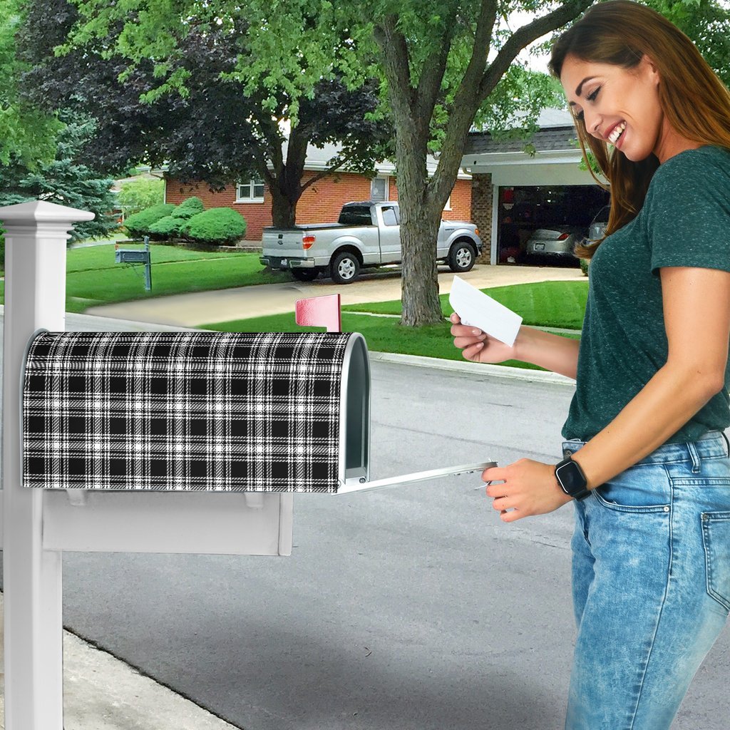 Menzies Black & White Modern Tartan Mailbox