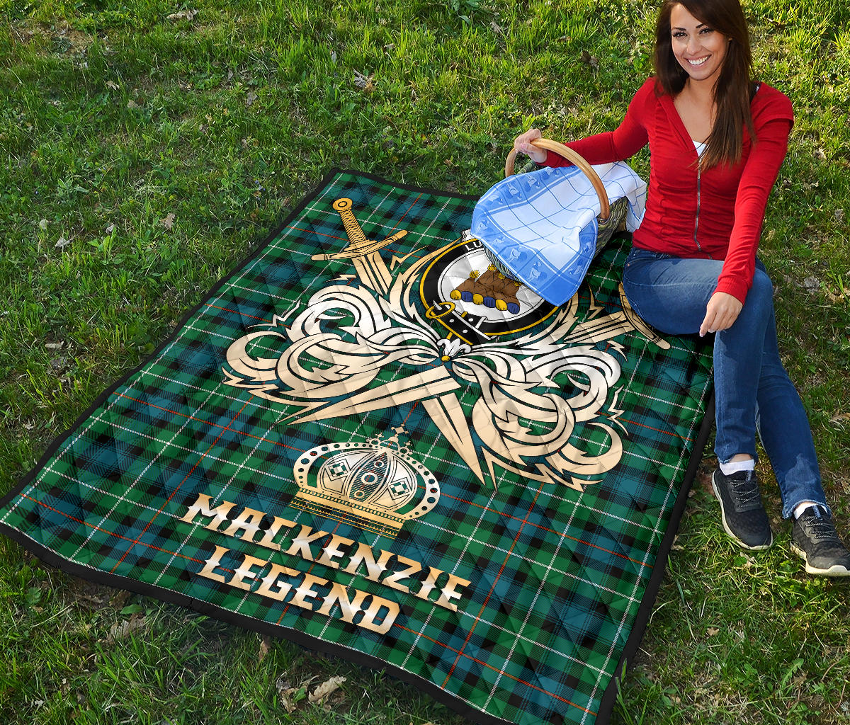 MacKenzie Ancient Tartan Crest Legend Gold Royal Premium Quilt SP