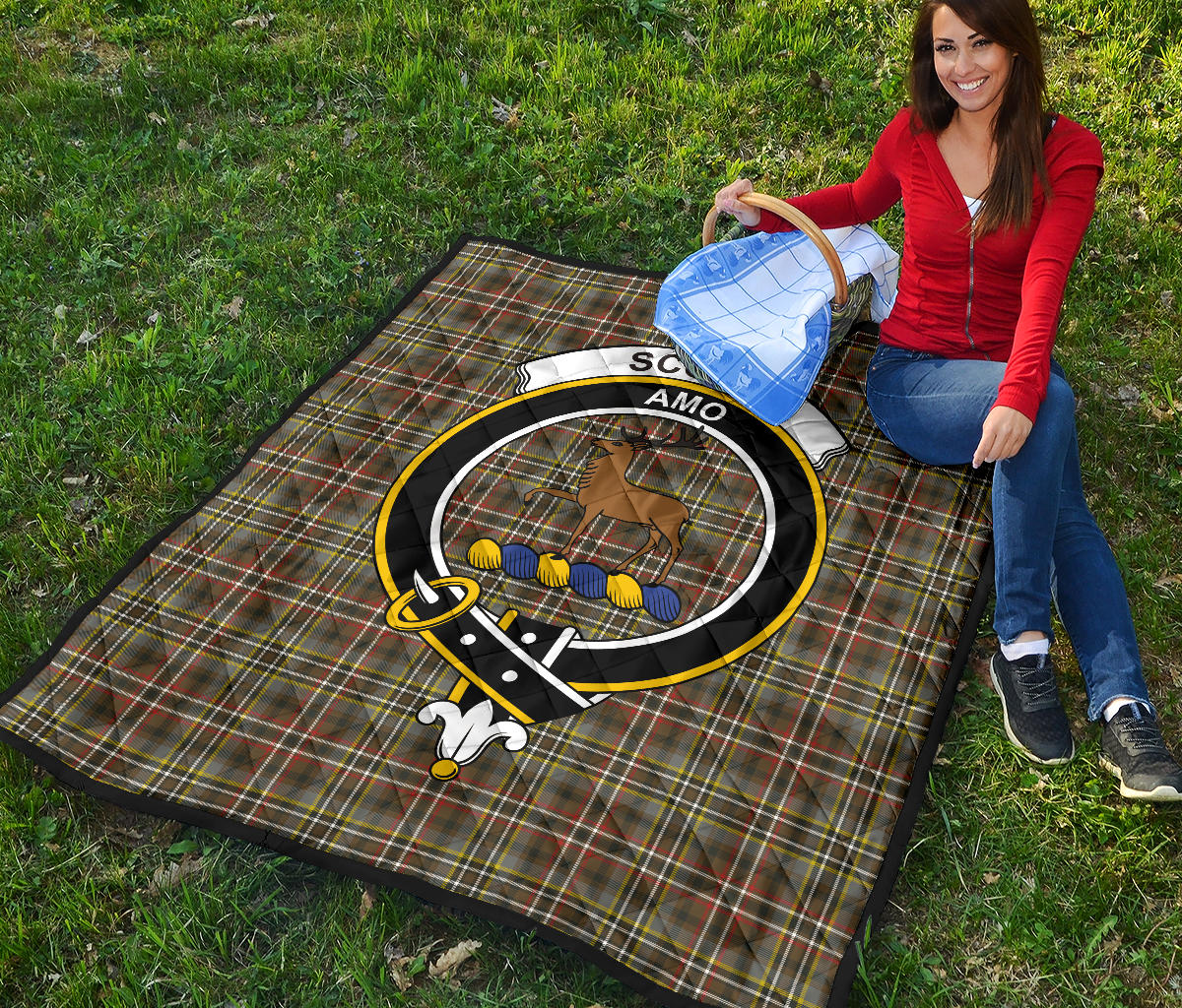 Scott Green Weathered Tartan Crest Quilt - SP