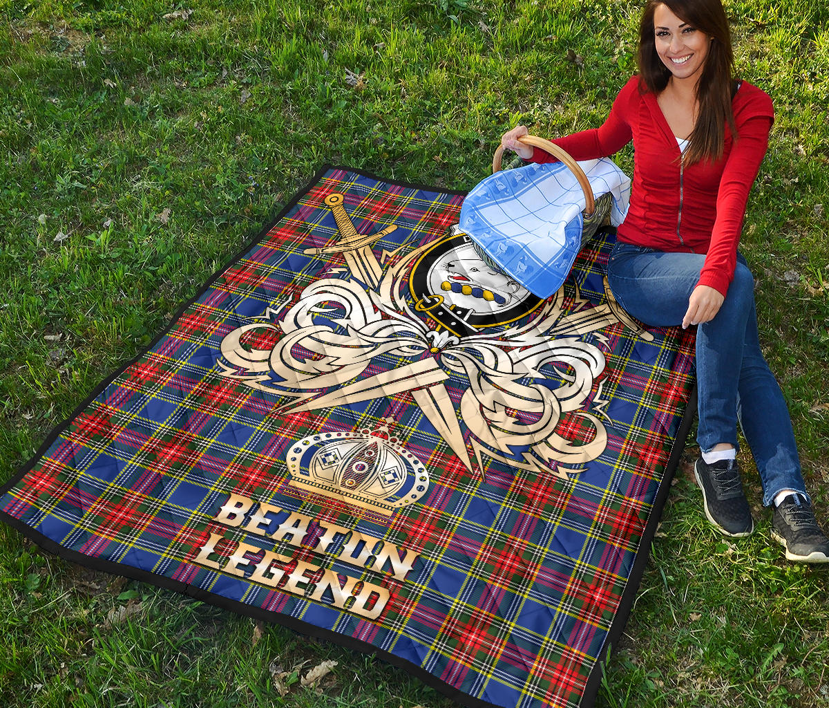 Beaton Tartan Crest Legend Gold Royal Premium Quilt - SP