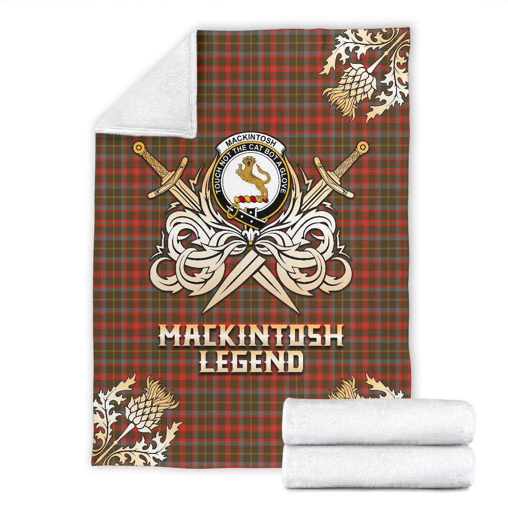 MacKintosh Hunting Weathered Tartan Gold Courage Symbol Blanket - SP