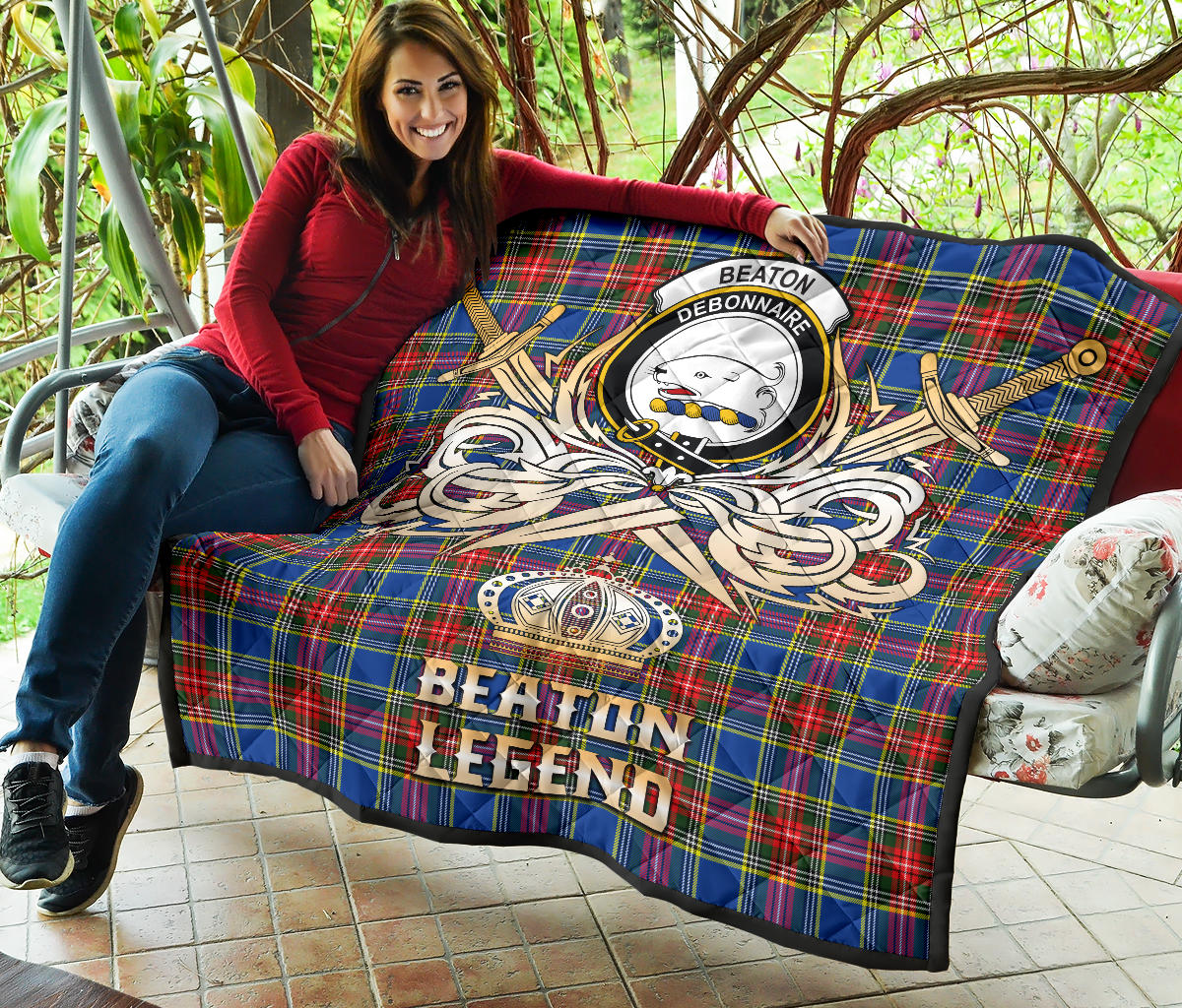 Beaton Tartan Crest Legend Gold Royal Premium Quilt - SP