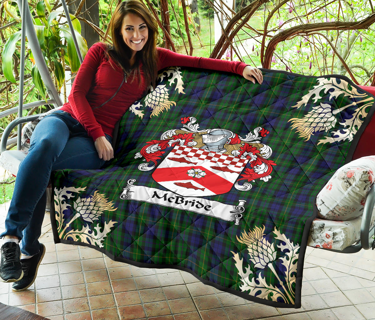 McBride Tartan Crest Premium Quilt - Gold Thistle Style SP