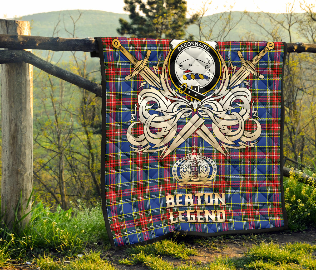 Beaton Tartan Crest Legend Gold Royal Premium Quilt - SP