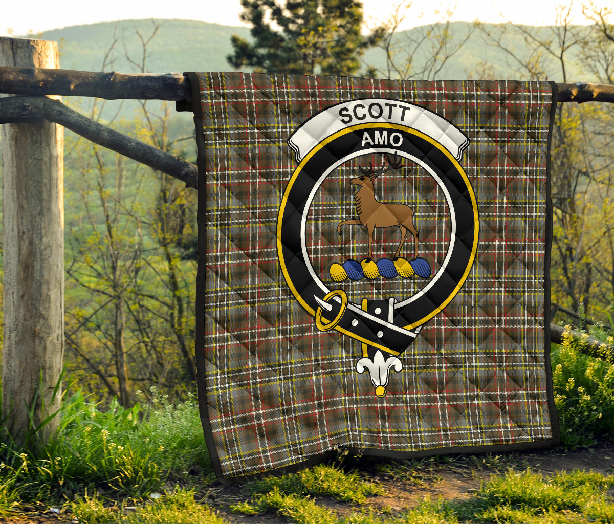 Scott Green Weathered Tartan Crest Quilt - SP