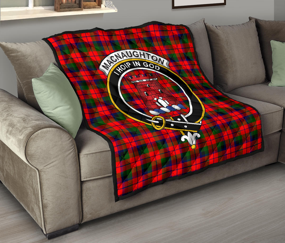 MacNaughton (MacNaughten) Tartan Crest Quilt - SP
