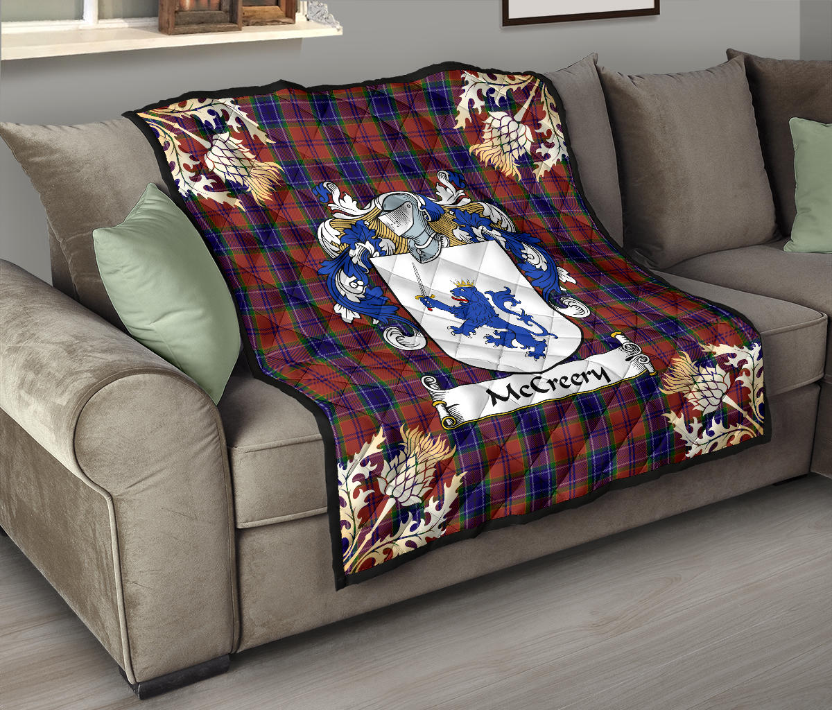 McCreery Tartan Crest Premium Quilt - Gold Thistle Style SP