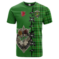 Galloway Tartan T-shirt - Lion Rampant And Celtic Thistle Style