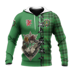 Galloway Tartan Hoodie - Lion Rampant And Celtic Thistle Style