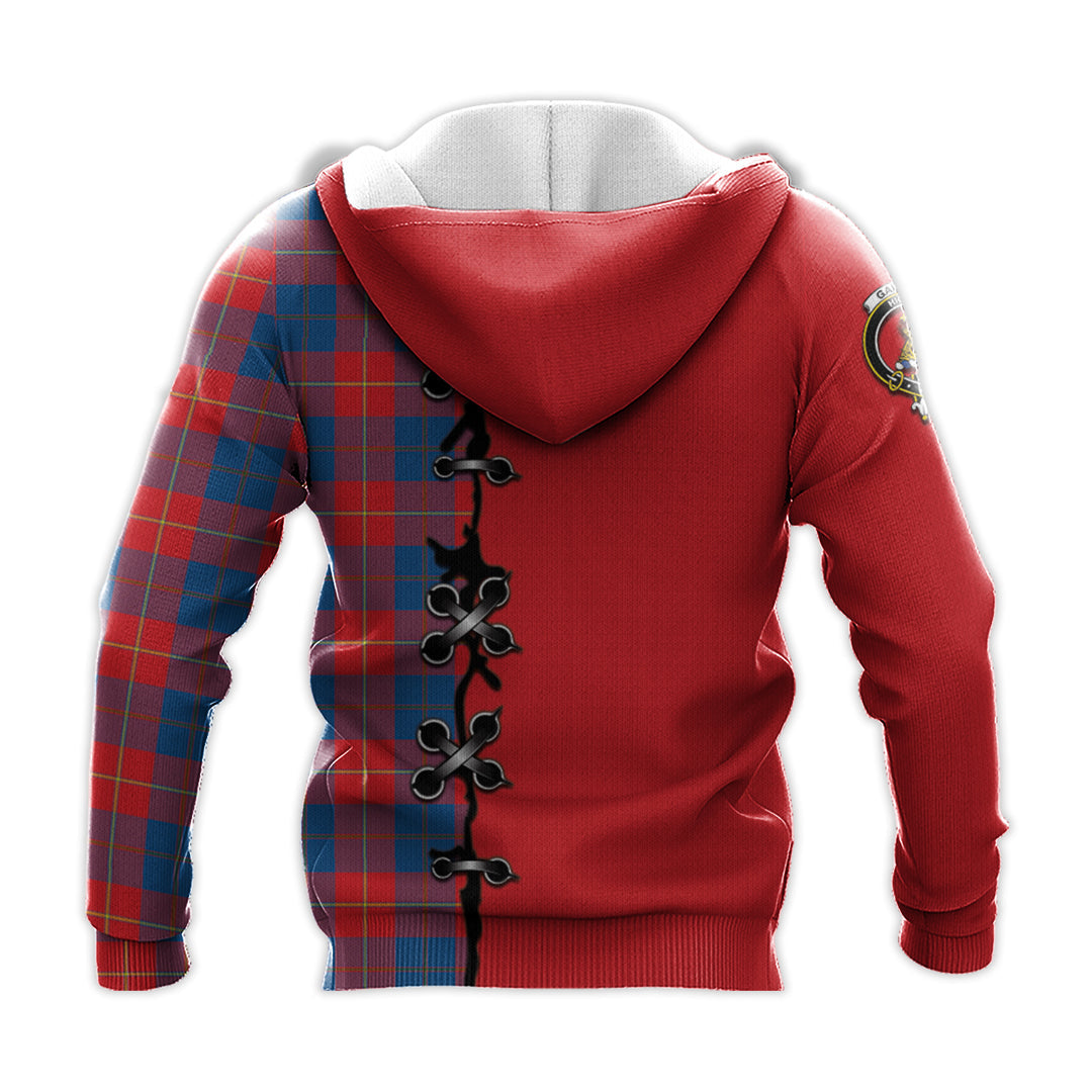 Galloway Red Tartan Hoodie - Lion Rampant And Celtic Thistle Style