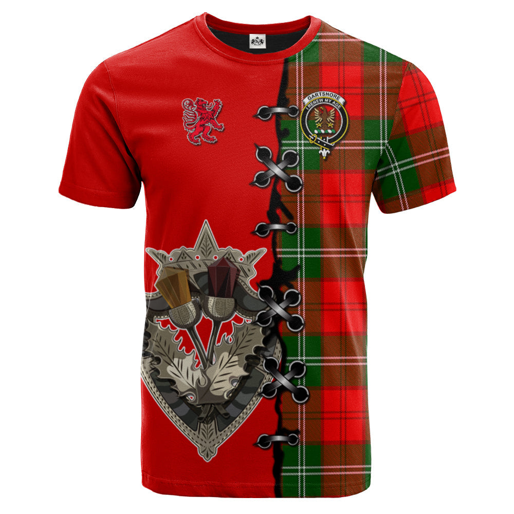 Gartshore Tartan T-shirt - Lion Rampant And Celtic Thistle Style