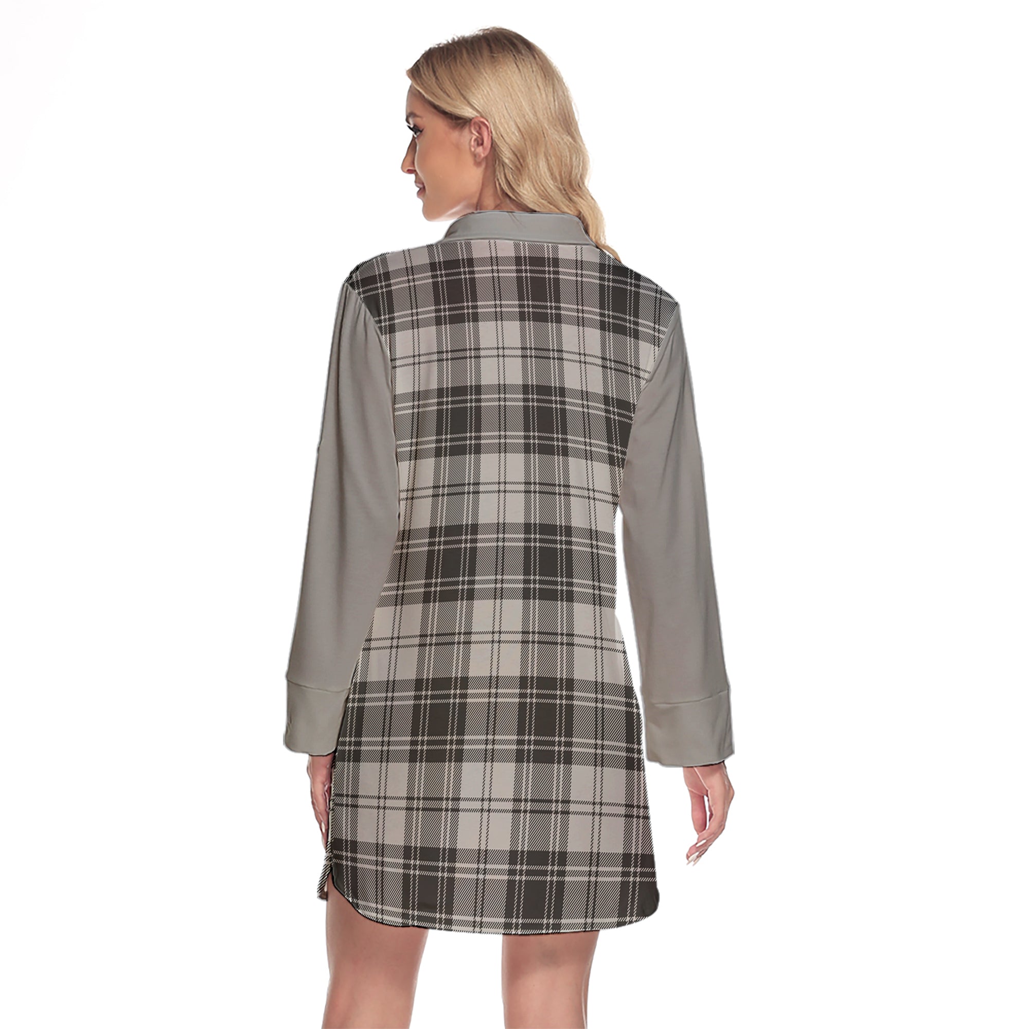 Glendinning Tartan Women's Lapel Shirt Dress With Long Sleeve