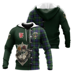 Gordon Tartan Hoodie - Lion Rampant And Celtic Thistle Style