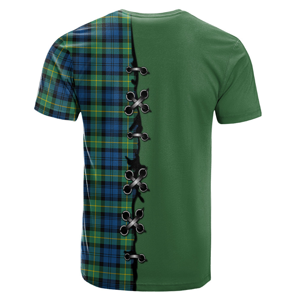 Gordon Ancient Tartan T-shirt - Lion Rampant And Celtic Thistle Style