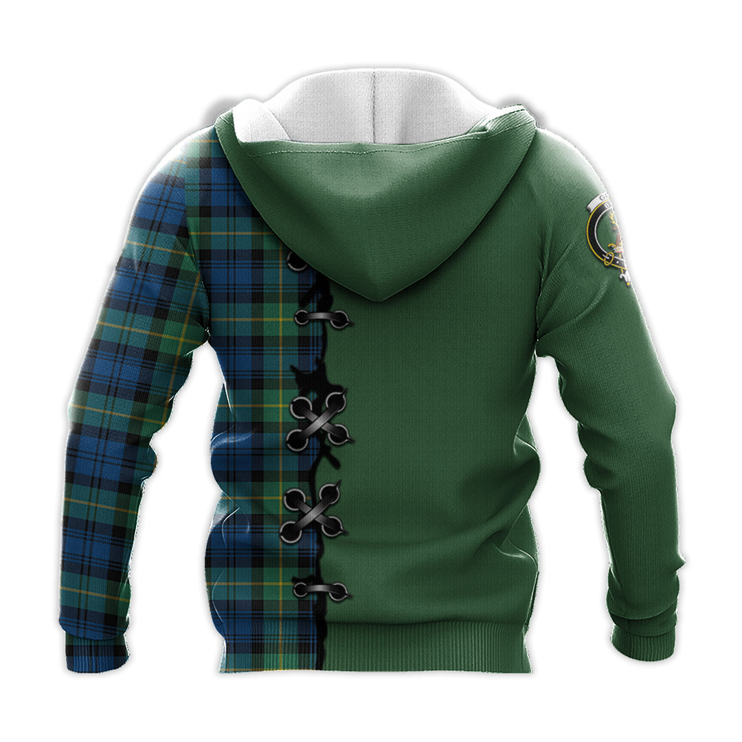 Gordon Ancient Tartan Hoodie - Lion Rampant And Celtic Thistle Style