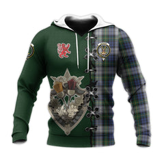 Gordon Dress Tartan Hoodie - Lion Rampant And Celtic Thistle Style