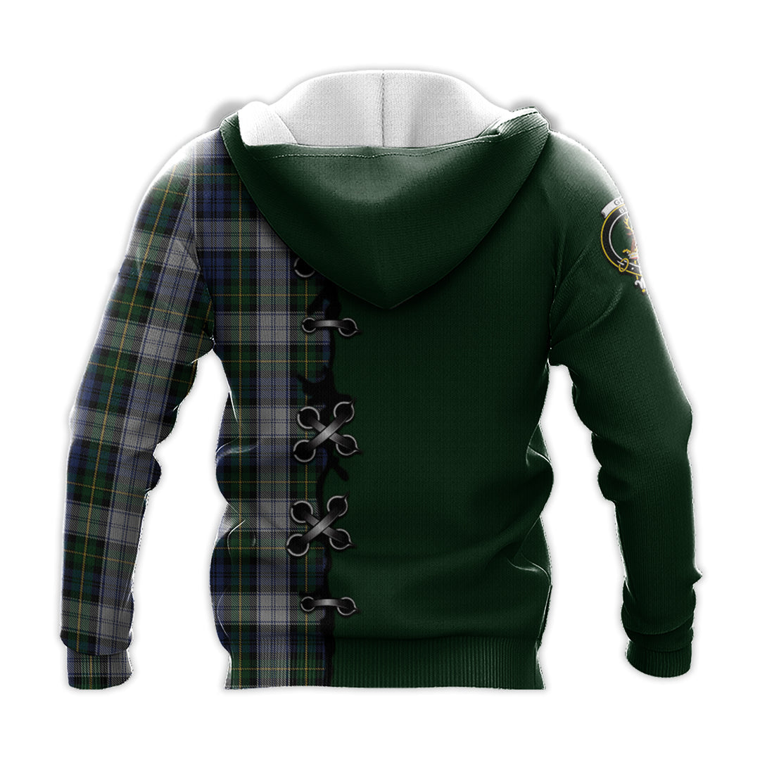 Gordon Dress Tartan Hoodie - Lion Rampant And Celtic Thistle Style