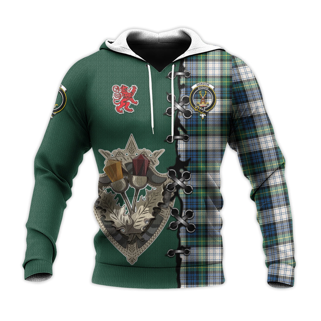 Gordon Dress Ancient Tartan Hoodie - Lion Rampant And Celtic Thistle Style