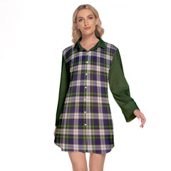 Gordon Dress Modern Tartan Women's Lapel Shirt Dress With Long Sleeve