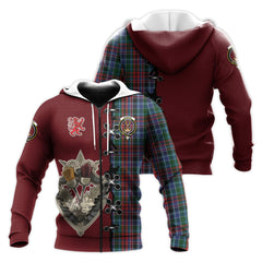 Gordon Red Tartan Hoodie - Lion Rampant And Celtic Thistle Style