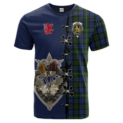 Gow Hunting Tartan T-shirt - Lion Rampant And Celtic Thistle Style