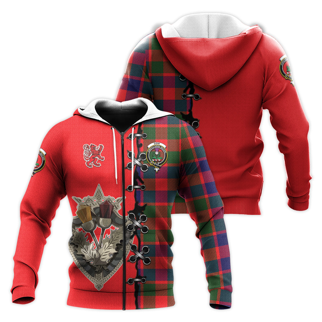 Gow of Skeoch Tartan Hoodie - Lion Rampant And Celtic Thistle Style