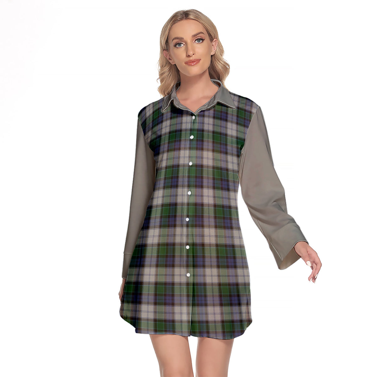 Graham Dress Tartan Women's Lapel Shirt Dress With Long Sleeve