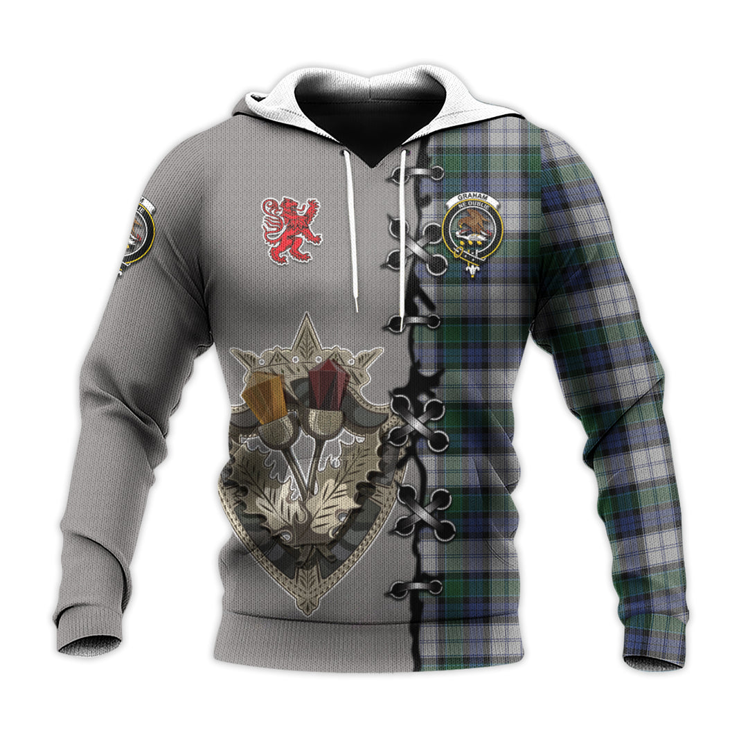 Graham Dress Tartan Hoodie - Lion Rampant And Celtic Thistle Style